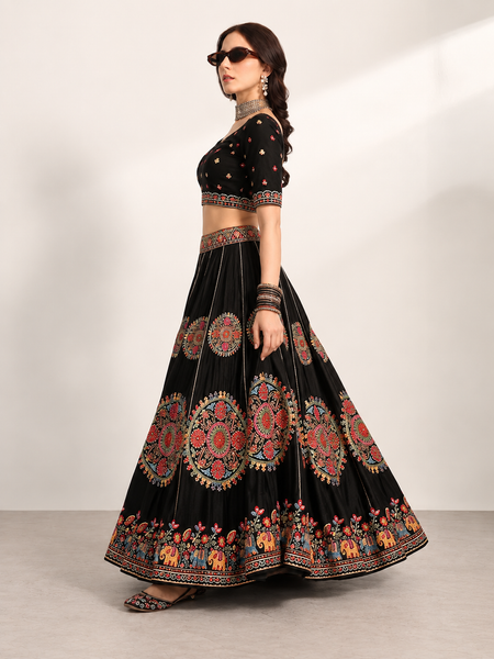 Black Lehenga Choli Set for Women
