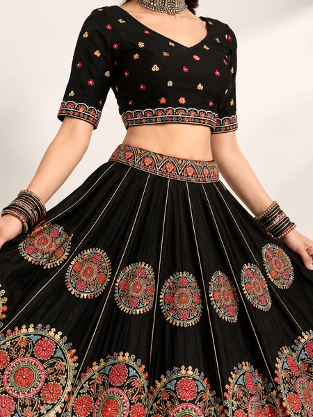 Black Lehenga Choli Set for Women