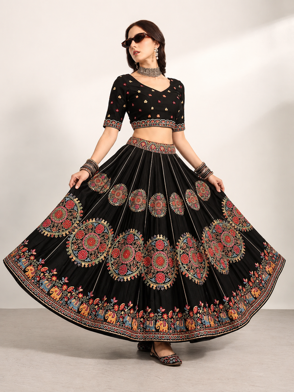 Black Lehenga Choli Set for Women