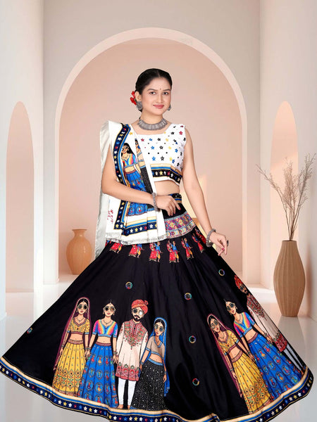 Lehenga Choli with Rajasthani Wedding Character Print