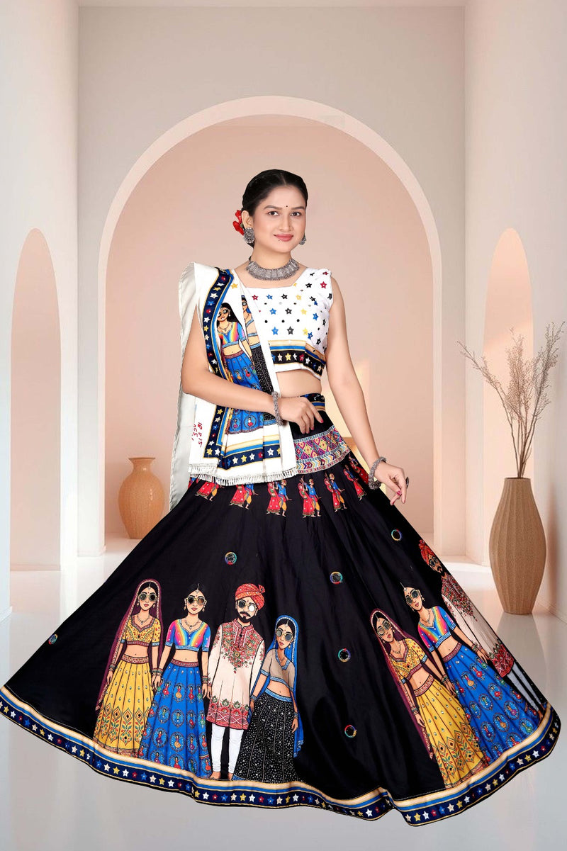 Lehenga Choli with Rajasthani Wedding Character Print