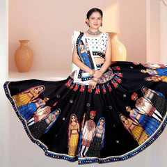 Lehenga Choli with Rajasthani Wedding Character Print