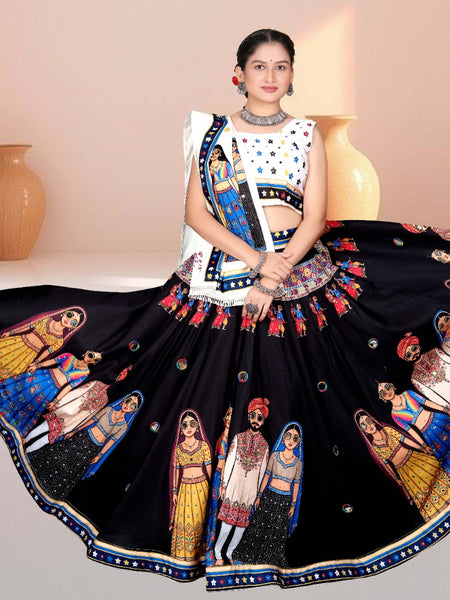 Lehenga Choli with Rajasthani Wedding Character Print