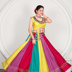 Multicolor Panelled Anarkali Gown