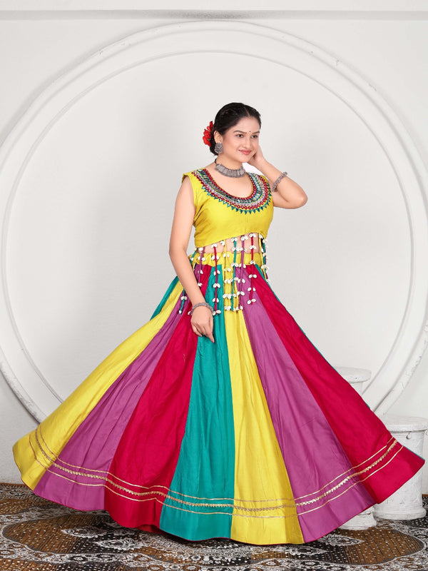 Multicolor Panelled Anarkali Gown