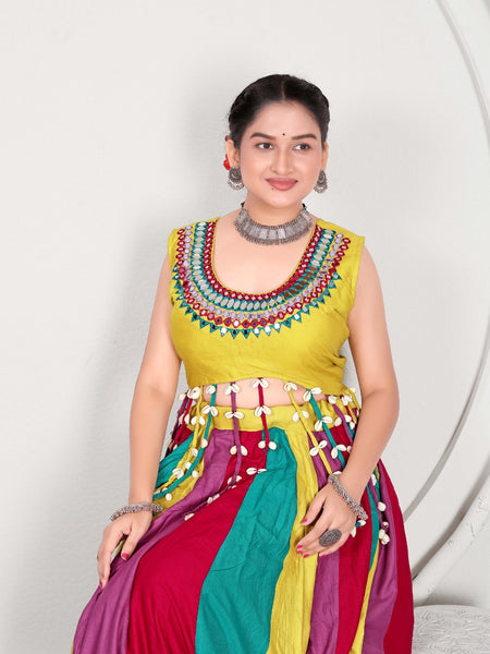 Multicolor Panelled Anarkali Gown