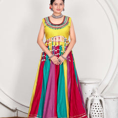 Multicolor Panelled Anarkali Gown