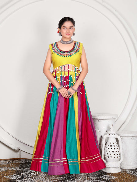 Multicolor Panelled Anarkali Gown