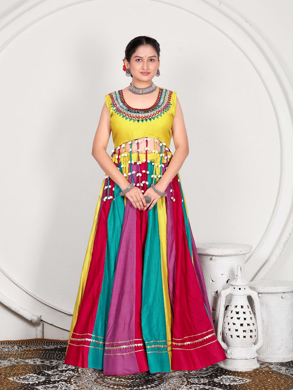Multicolor Panelled Anarkali Gown
