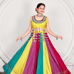 Multicolor Panelled Anarkali Gown