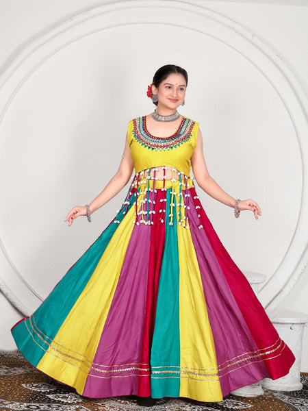 Multicolor Panelled Anarkali Gown