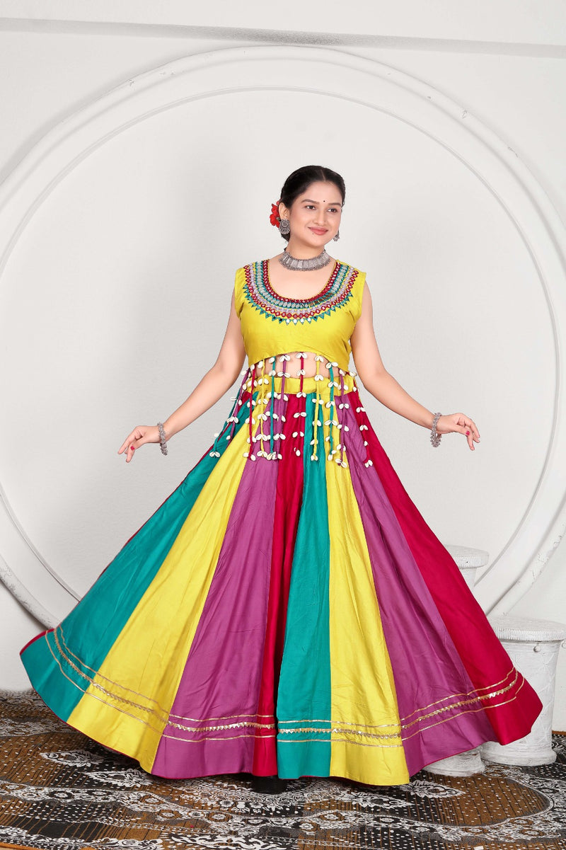 Multicolor Panelled Anarkali Gown