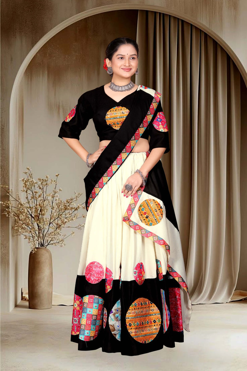Lehenga Choli with Multicolor Circular Print