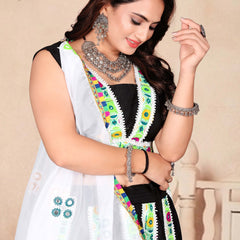 Women's Black Multicolor Printed Lehenga Choli Set with Dupatta