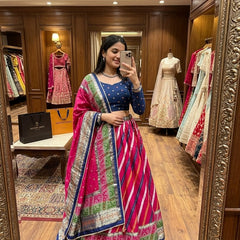 Patola Foil Print Dola Silk Lehenga Choli with Dupatta