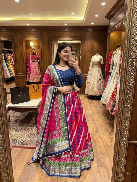 Patola Foil Print Dola Silk Lehenga Choli with Dupatta