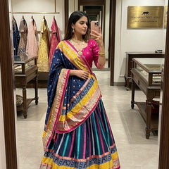 Patola Foil Print Dola Silk Lehenga Choli with Dupatta