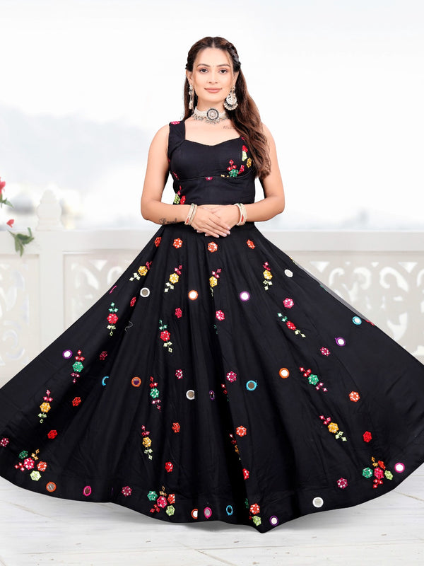 Elegant Mirror Work Rayon Lehenga Choli Set