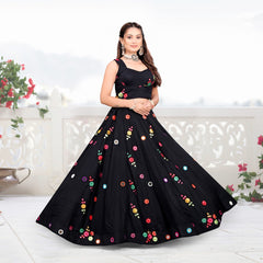 Elegant Mirror Work Rayon Lehenga Choli Set