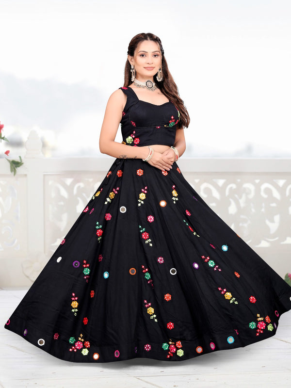 Elegant Mirror Work Rayon Lehenga Choli Set