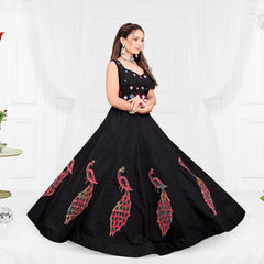 Mirror Work Peacock Motif Lehenga Choli Set