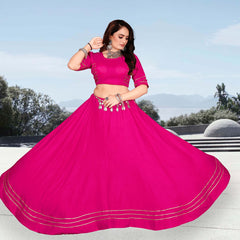 Festive Flared Lehenga Choli Set with Golden Border Detailing