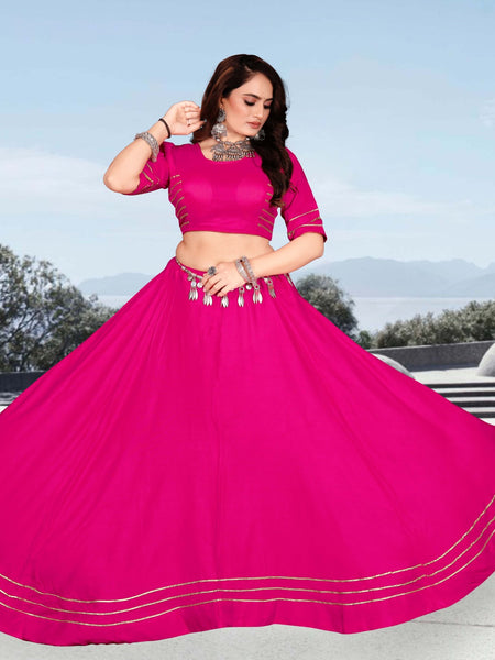 Festive Flared Lehenga Choli Set with Golden Border Detailing