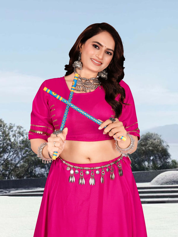 Festive Flared Lehenga Choli Set with Golden Border Detailing