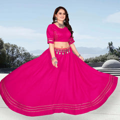 Festive Flared Lehenga Choli Set with Golden Border Detailing