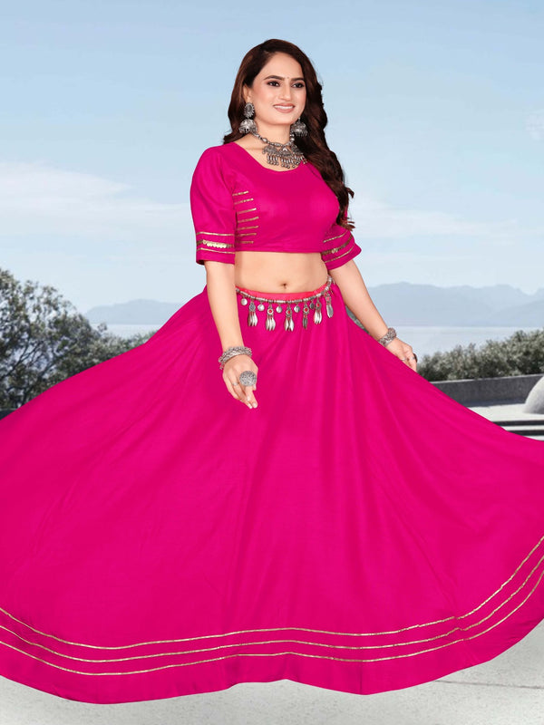 Festive Flared Lehenga Choli Set with Golden Border Detailing