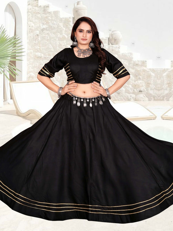 Classic Flared Lehenga Choli Set with Golden Border Detailing
