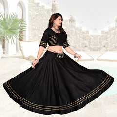 Classic Flared Lehenga Choli Set with Golden Border Detailing