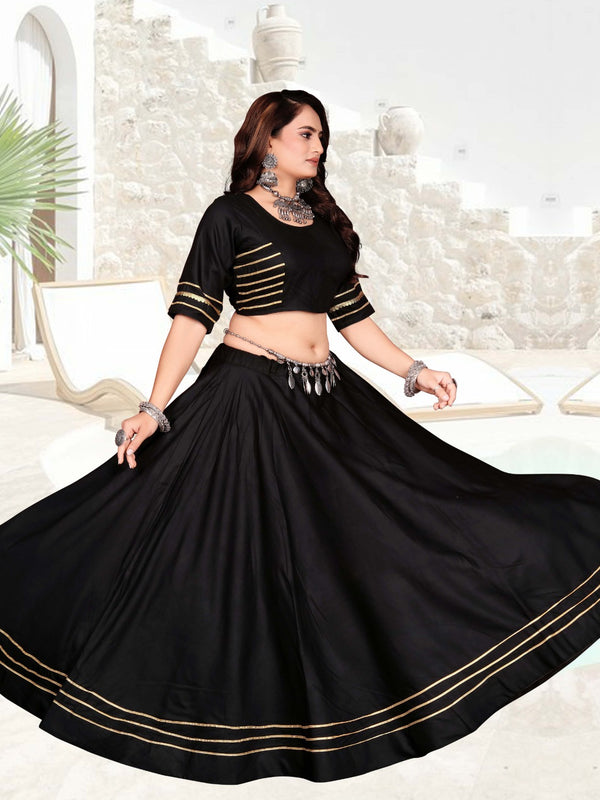 Classic Flared Lehenga Choli Set with Golden Border Detailing