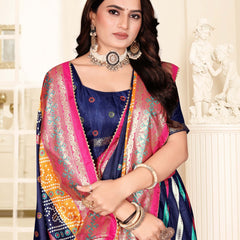 Striped Dola Silk Lehenga Choli Set with Dupatta
