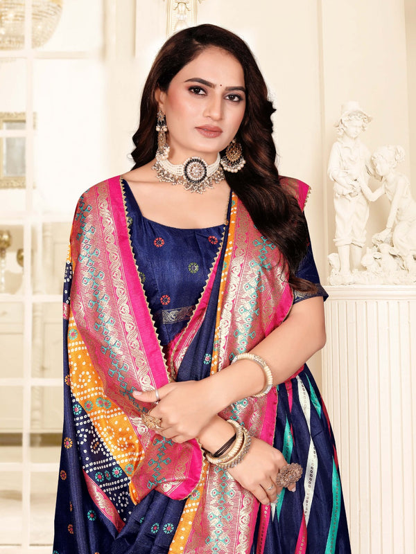 Striped Dola Silk Lehenga Choli Set with Dupatta