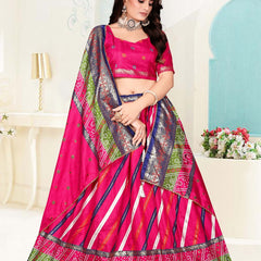 Foil Printed Dola Silk Lehenga Choli with Lahriya Dupatta