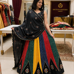 Cotton Bandhani Lehenga Choli with Patola Print Dupatta