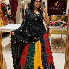 Cotton Bandhani Lehenga Choli with Patola Print Dupatta
