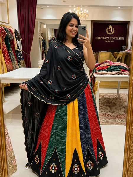 Cotton Bandhani Lehenga Choli with Patola Print Dupatta