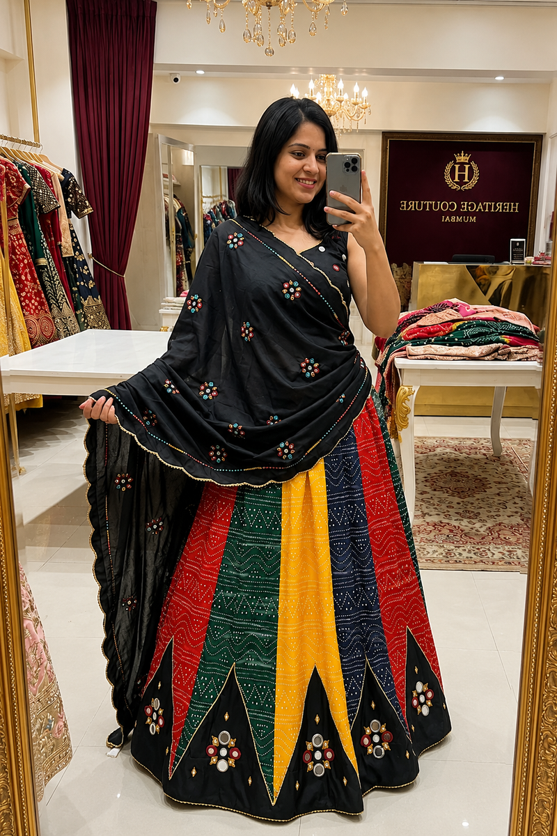 Cotton Bandhani Lehenga Choli with Patola Print Dupatta