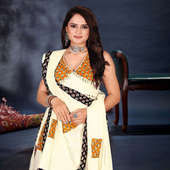 Off-White Patchwork Print Lehenga Choli