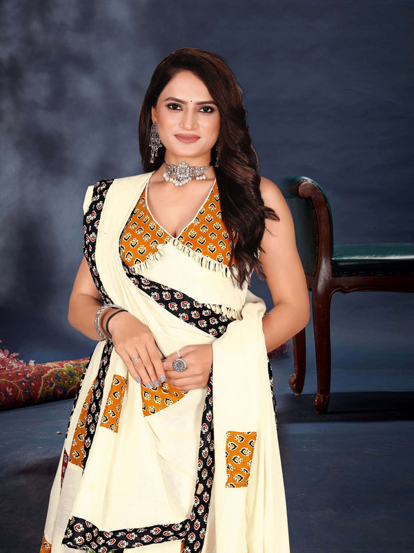Off-White Patchwork Print Lehenga Choli