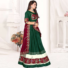 Bottle Green Lehenga Choli with Maroon Embroidered Border
