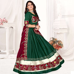 Bottle Green Lehenga Choli with Maroon Embroidered Border