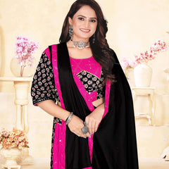 Pink & Black Printed Panelled Lehenga Choli