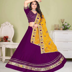 Purple Velvet Lehenga Choli with Sequin Work