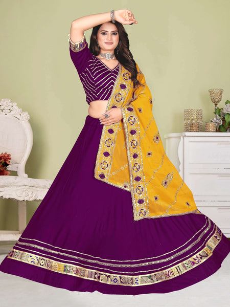 Purple Velvet Lehenga Choli with Sequin Work