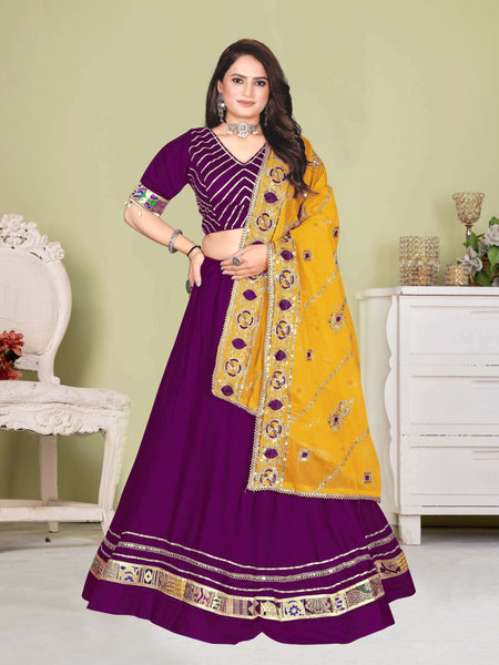 Purple Velvet Lehenga Choli with Sequin Work