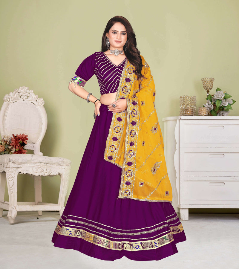 Purple Velvet Lehenga Choli with Sequin Work