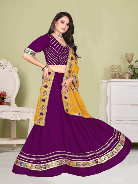 Purple Velvet Lehenga Choli with Sequin Work